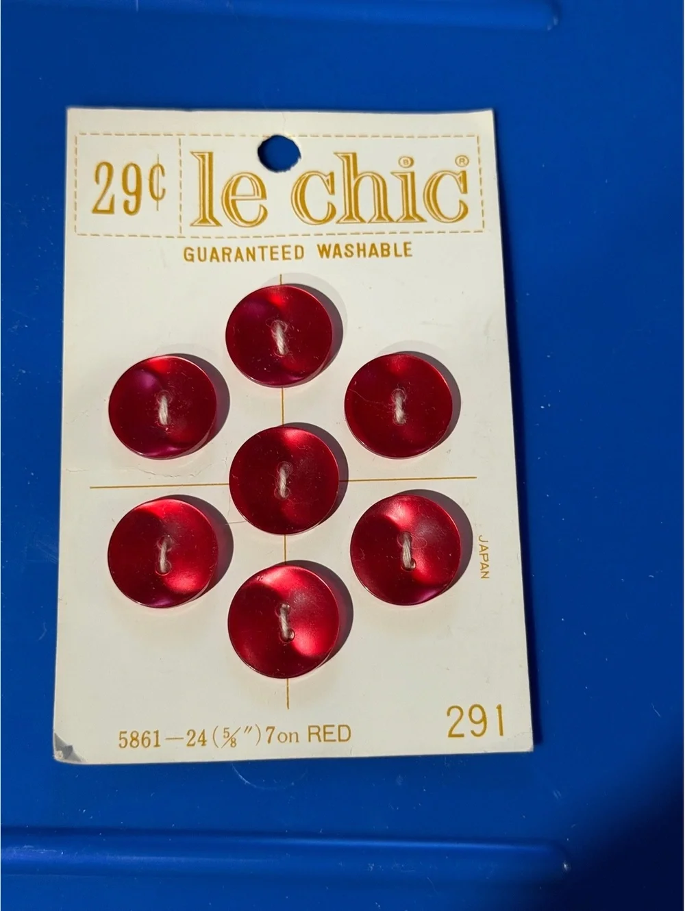 Vintage Red le chic Buttons - Guaranteed Washable and Ready